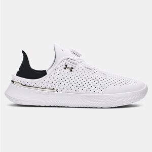 Under Armour White Perforated Slip-On Trainer with Black Heel Tab